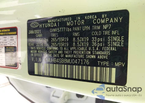 2021 Genesis Gv80 2.5T Rwd из США, поврежденный, VIN KMUHB4SB8MU047176